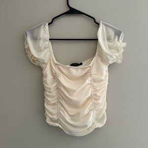 Puff Sleeve Smocked Crop Top